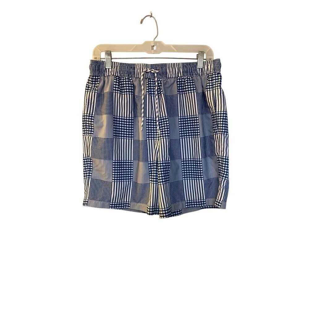 Brooks brothers men’s Patchwork blue and white swimming trunks size medium